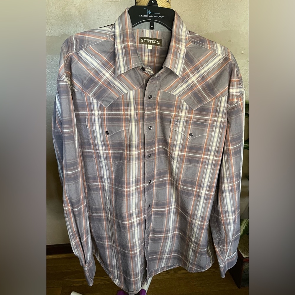 Stetson Original Men's Plaid Button-Down Western Shirt Size 2X